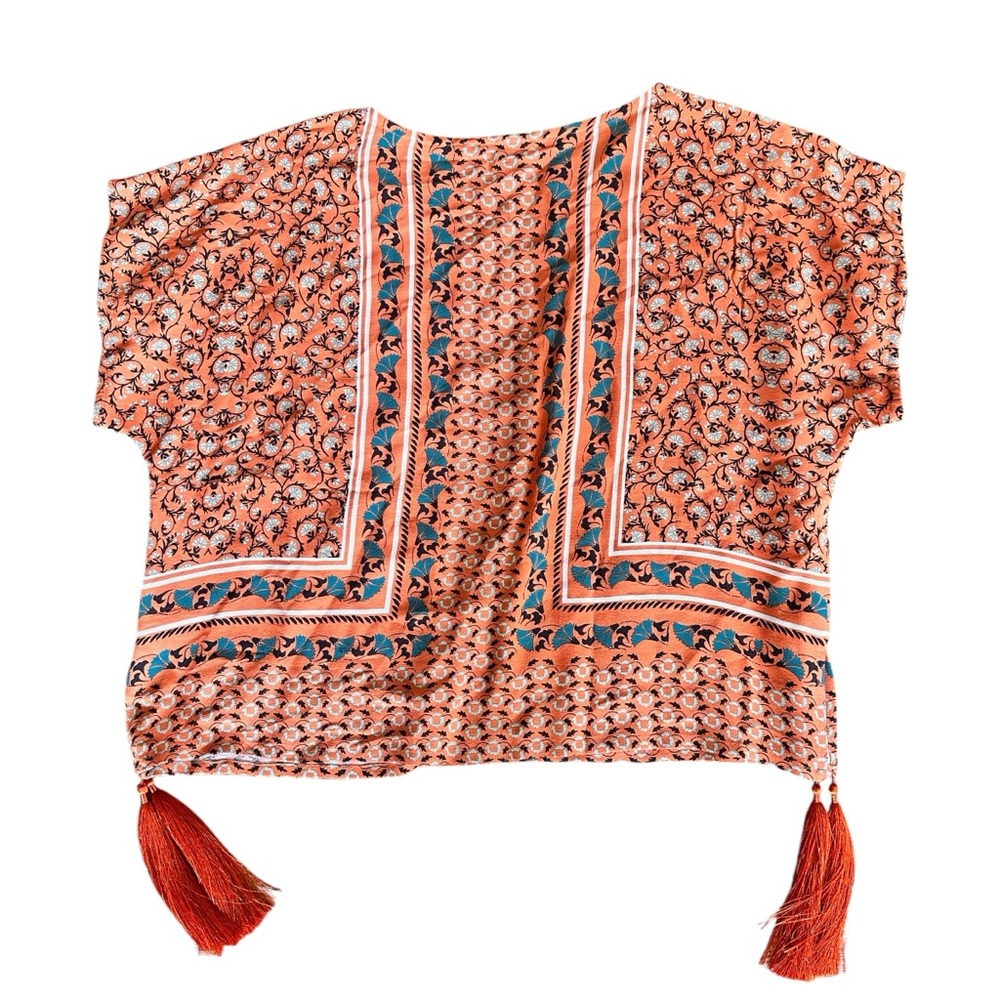 Roller Rabbit Orange and Blue Patterned Blouse - Picture 5 of 6